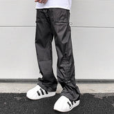 Hearujoy Side Elastic Waist Drawstring Black Cargos for Men Pantalones Hombre Baggy Y2k Straight Overalls Oversized Functional Trousers